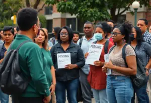 Community members rallying for a missing girl