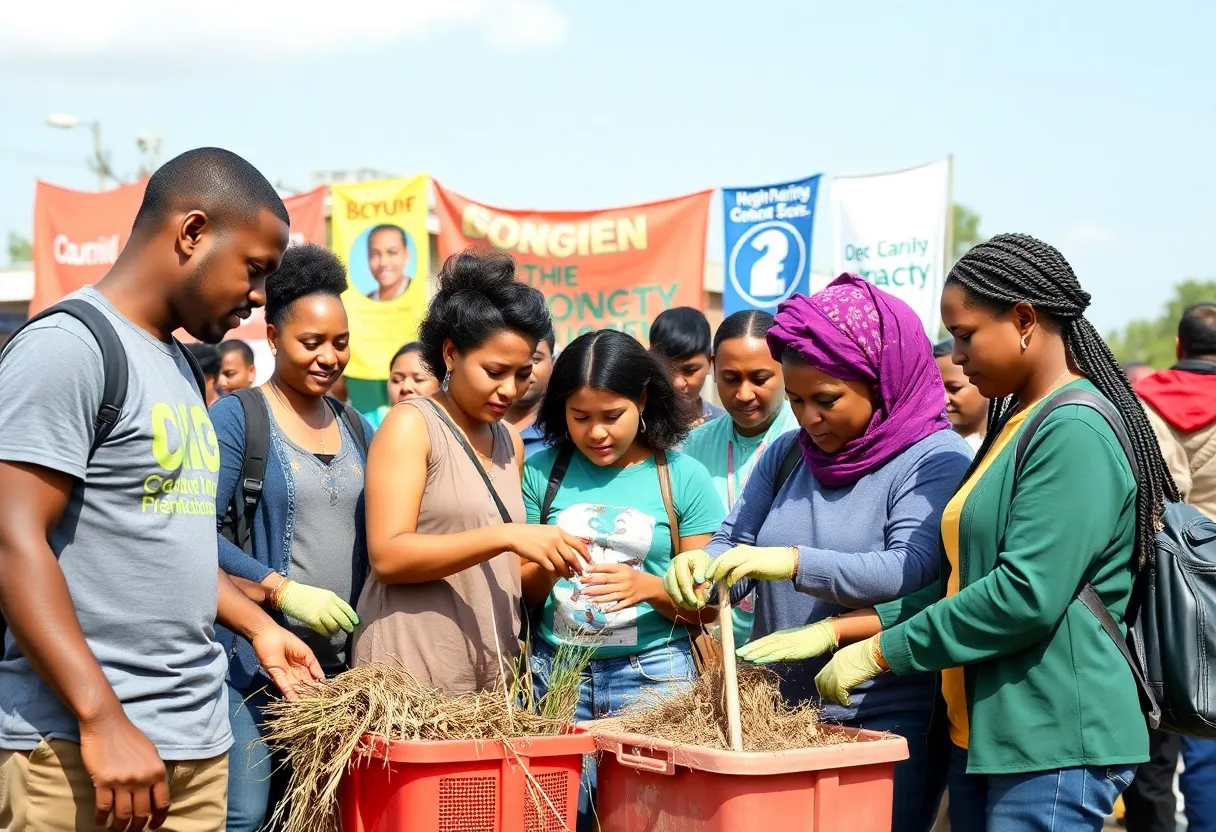 People working together in a community service setting on GivingTuesday.