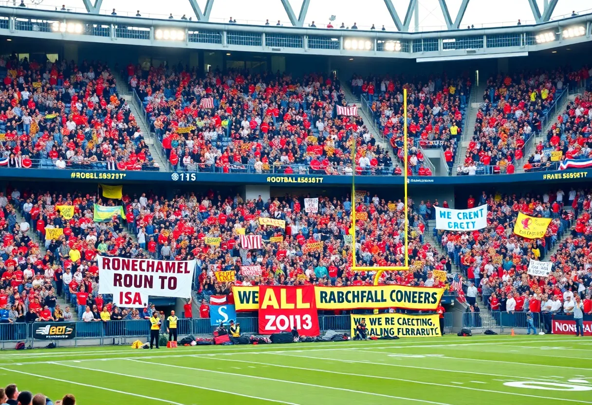Supportive fans at Indianapolis Colts game showing community spirit.