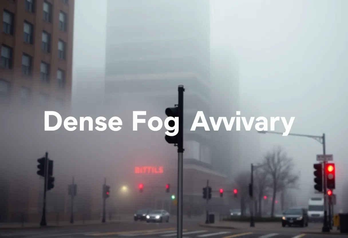 Fog covers city streets in Indianapolis during advisory