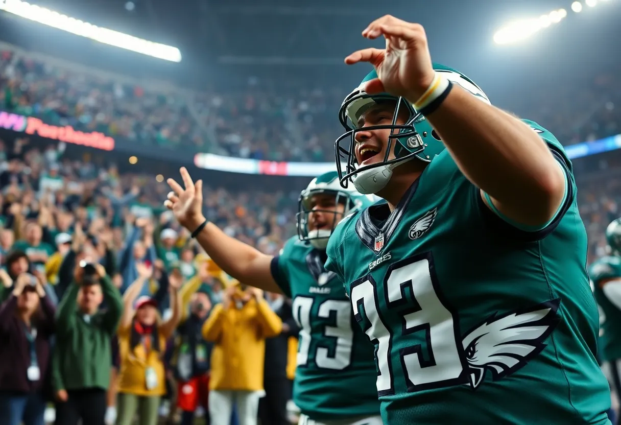 Philadelphia Eagles celebrating during the game