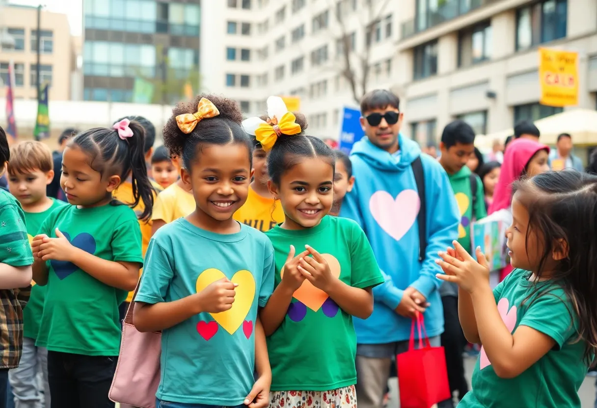 Children participating in community generosity initiatives in Indianapolis.