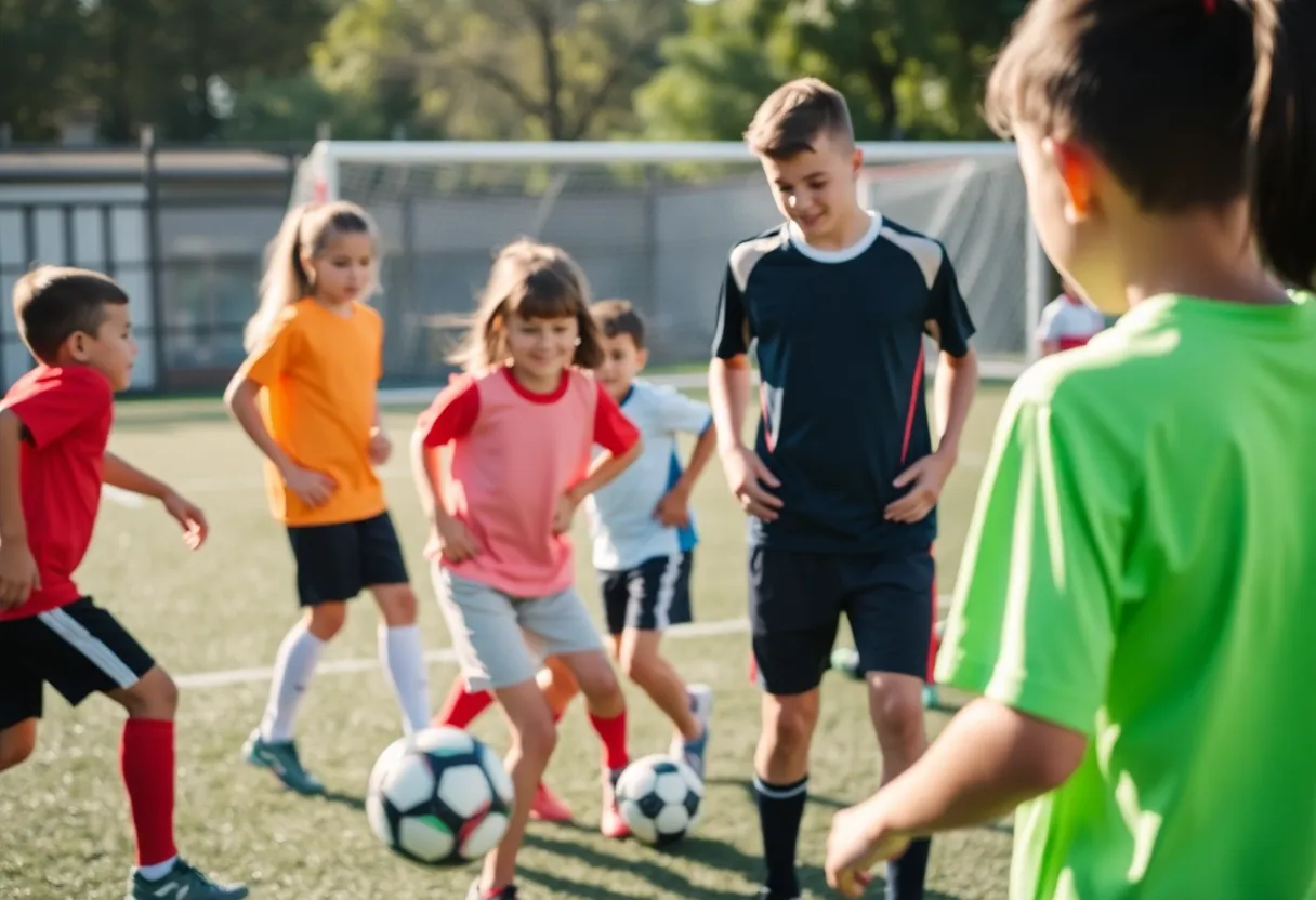 Young athletes training at the FC Barcelona Soccer Camp