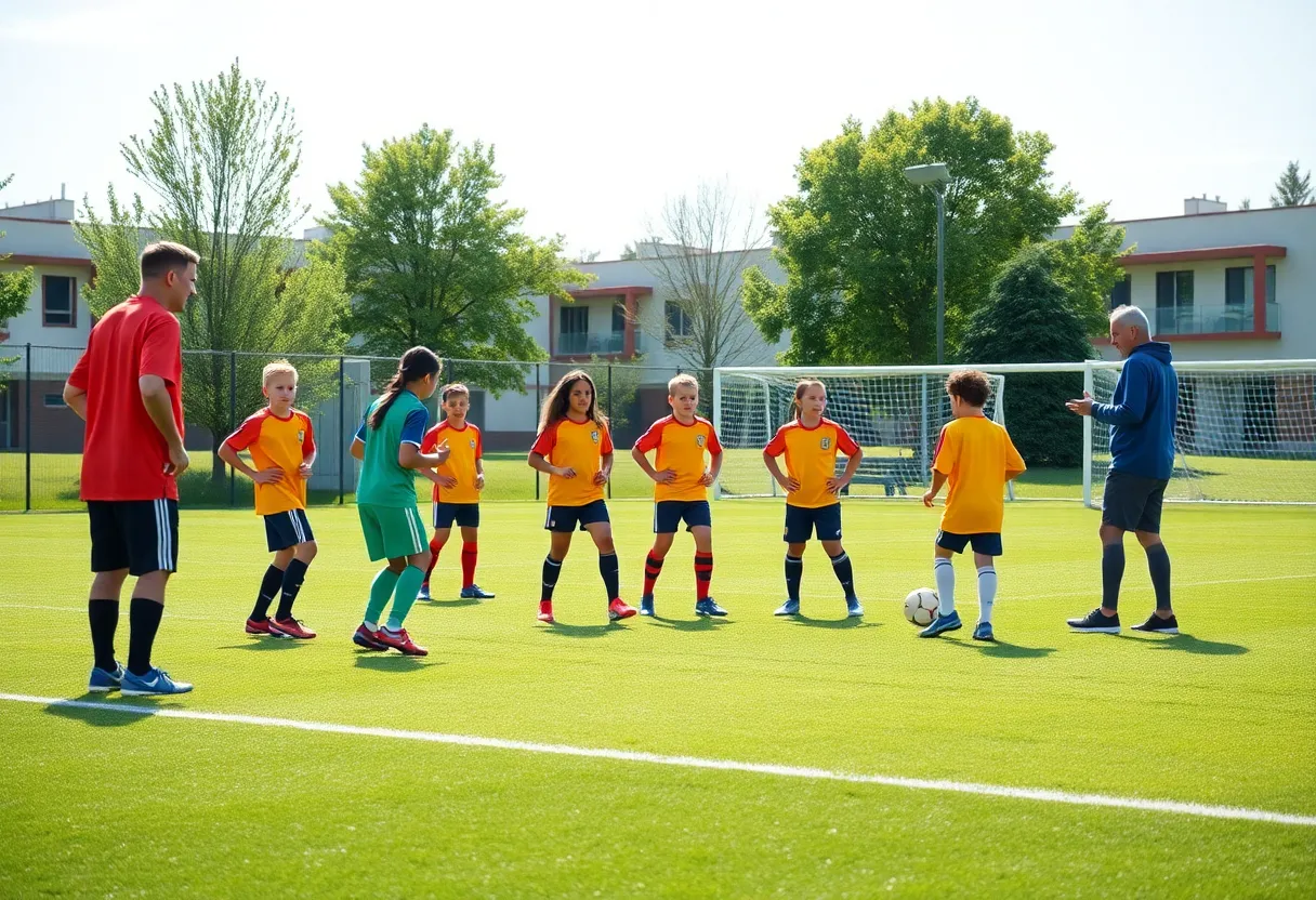 Young athletes training at FC Barcelona Soccer Camp in Indianapolis