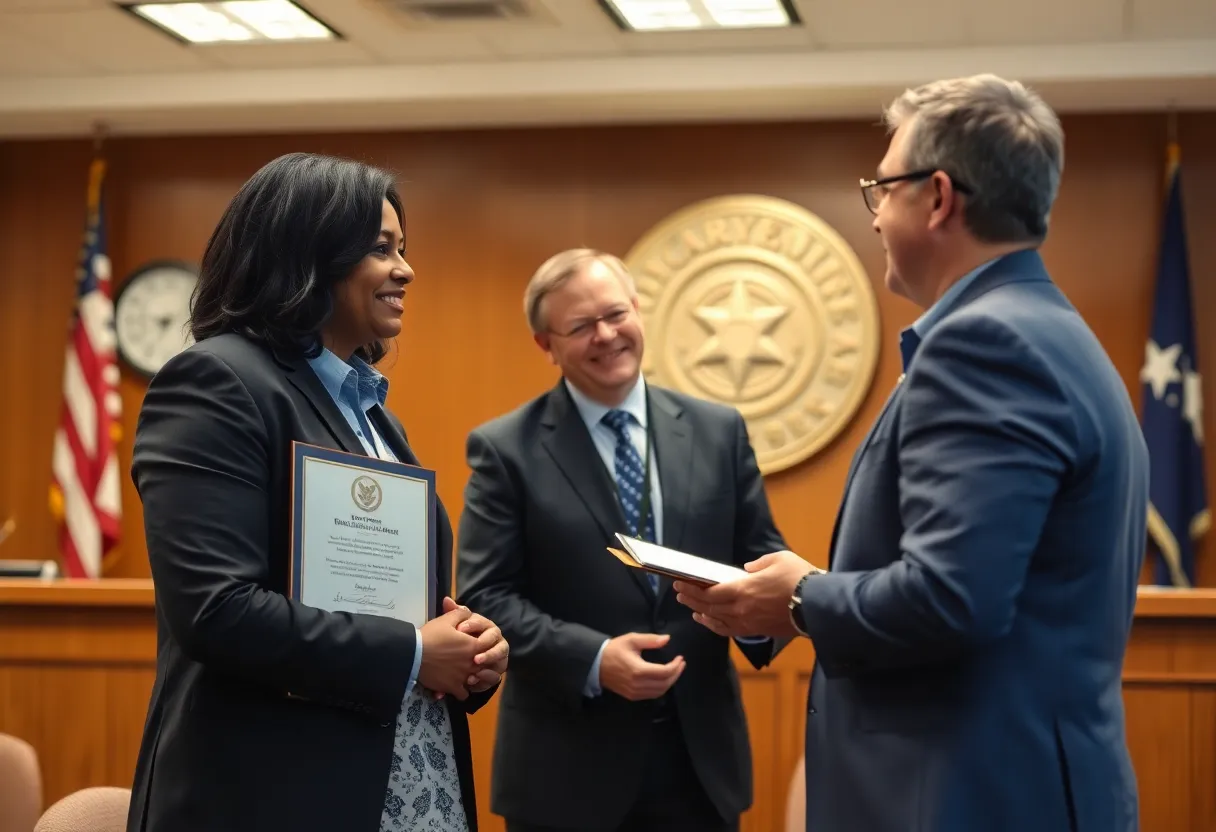 Award ceremony honoring Forrest Lucas in the governor's office