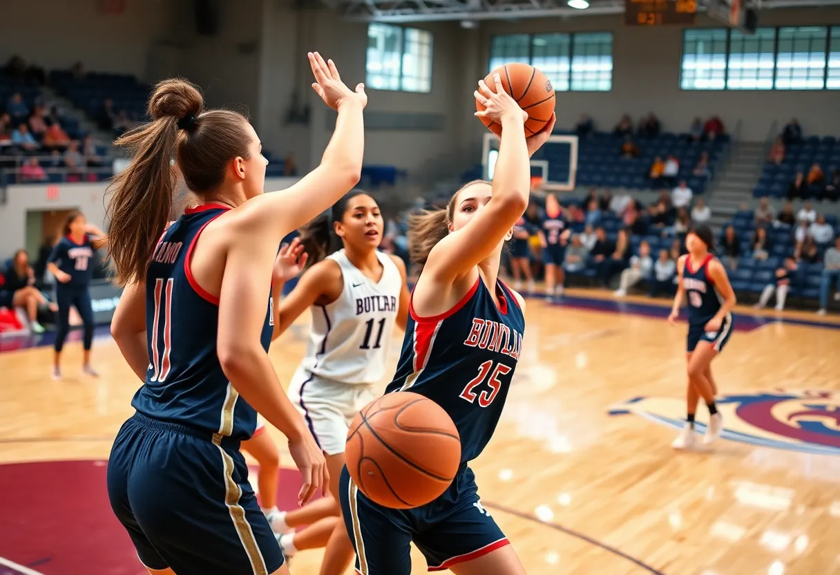 Scene from the Green Bay Phoenix women's basketball game showcasing players in action during their match against IU Indianapolis.