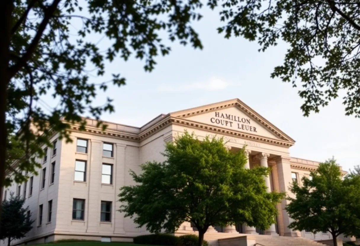 Hamilton County Courthouse surrounded by trees