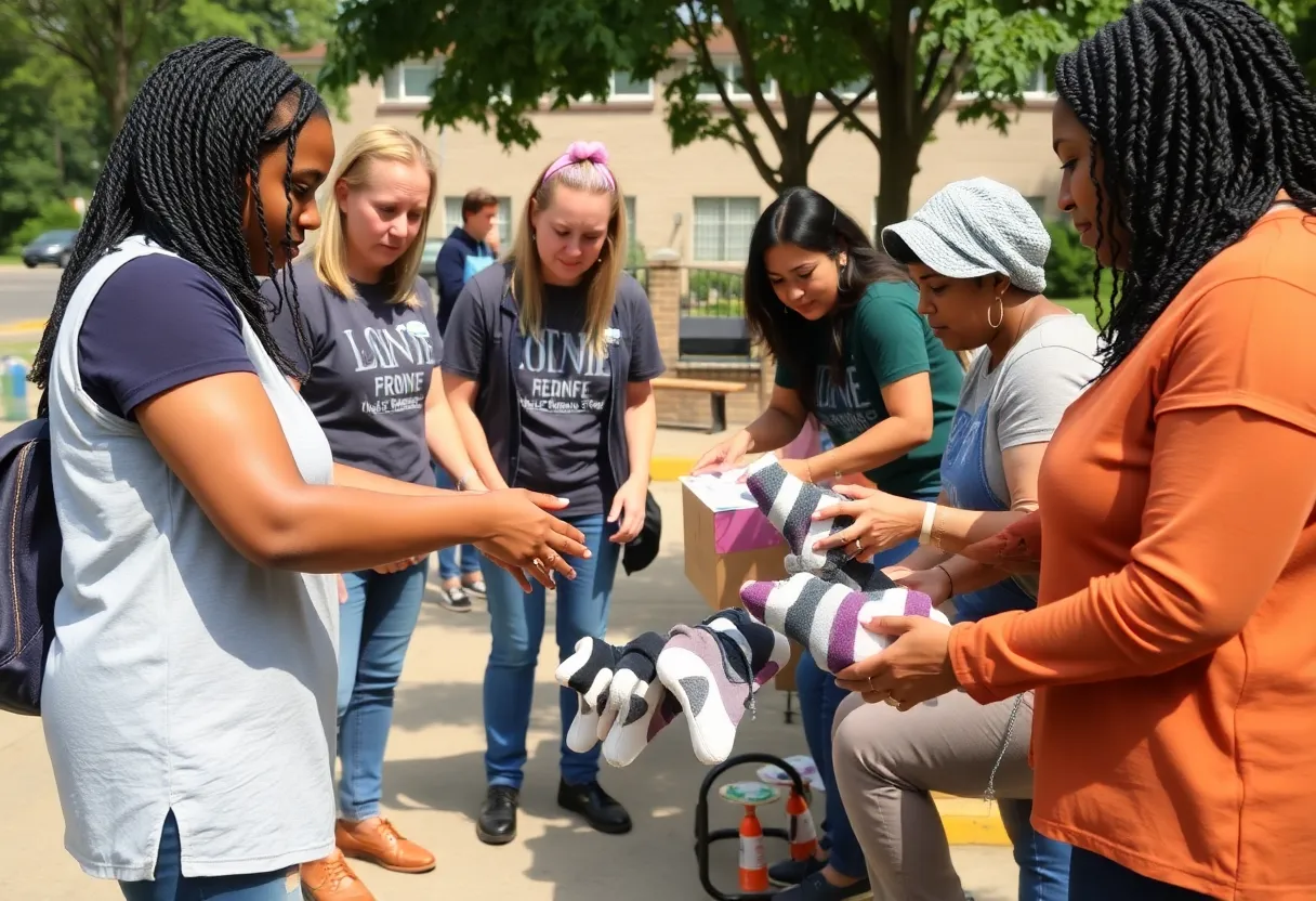 Volunteers providing foot care services at Hearts 2 Soles event