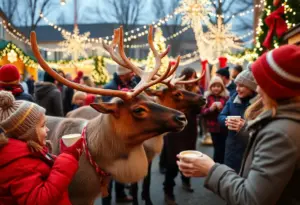 Live reindeer at a holiday event in West Lafayette