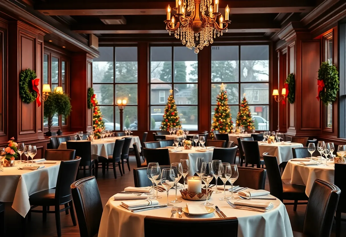 An elegant table setting for holiday dining at Prime 47