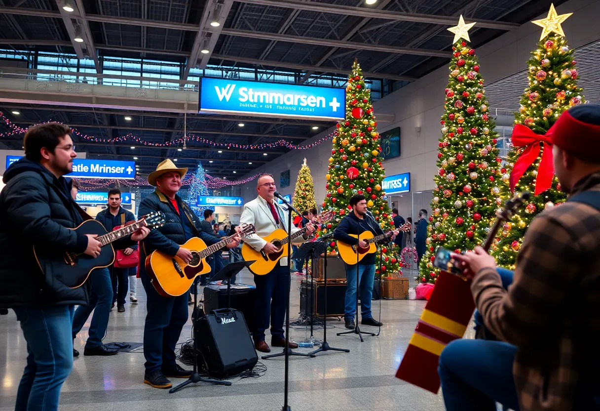 Local musicians performing at the Indianapolis International Airport holiday music series.
