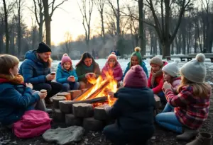 Families enjoying a campfire event at Holliday Park
