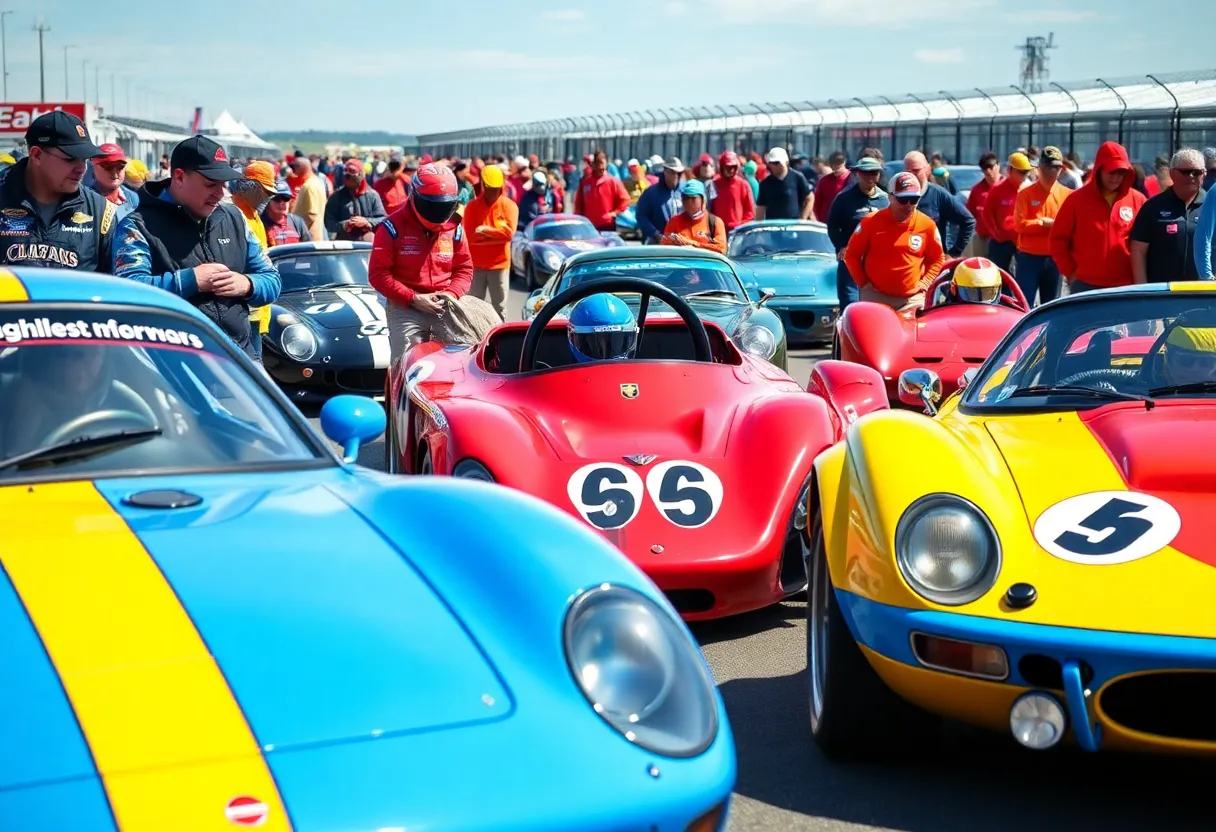 A colorful illustration of diverse racers celebrating their achievements at a racing event.