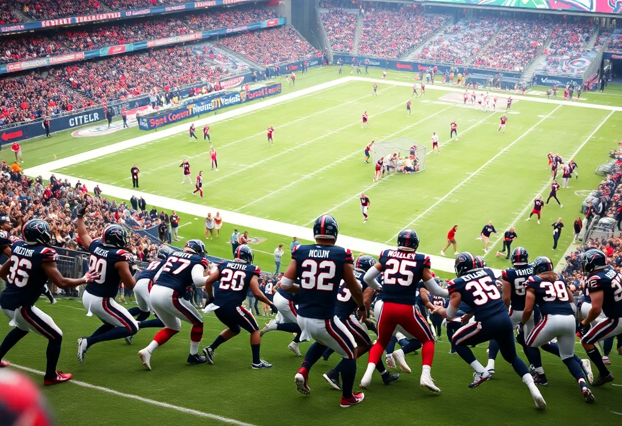 Houston Texans players celebrating after clinching playoff spot
