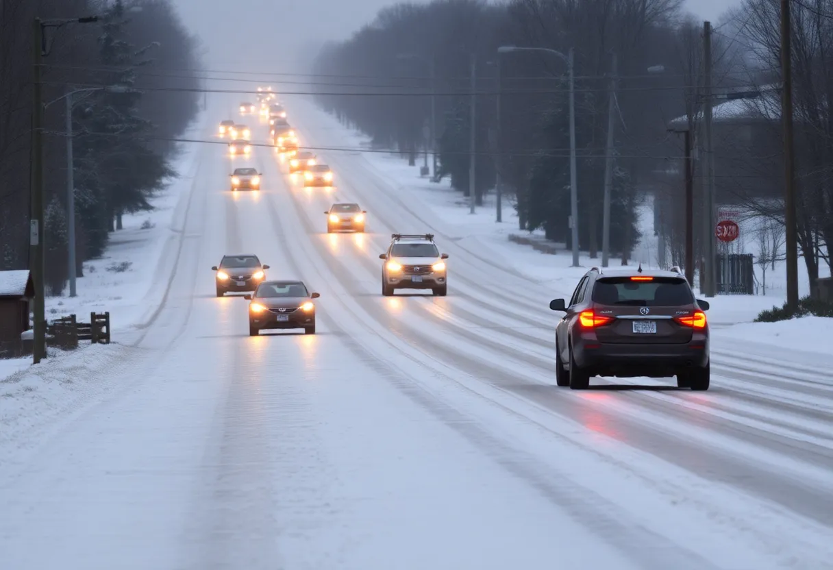 Icy road conditions in Franklin Indiana