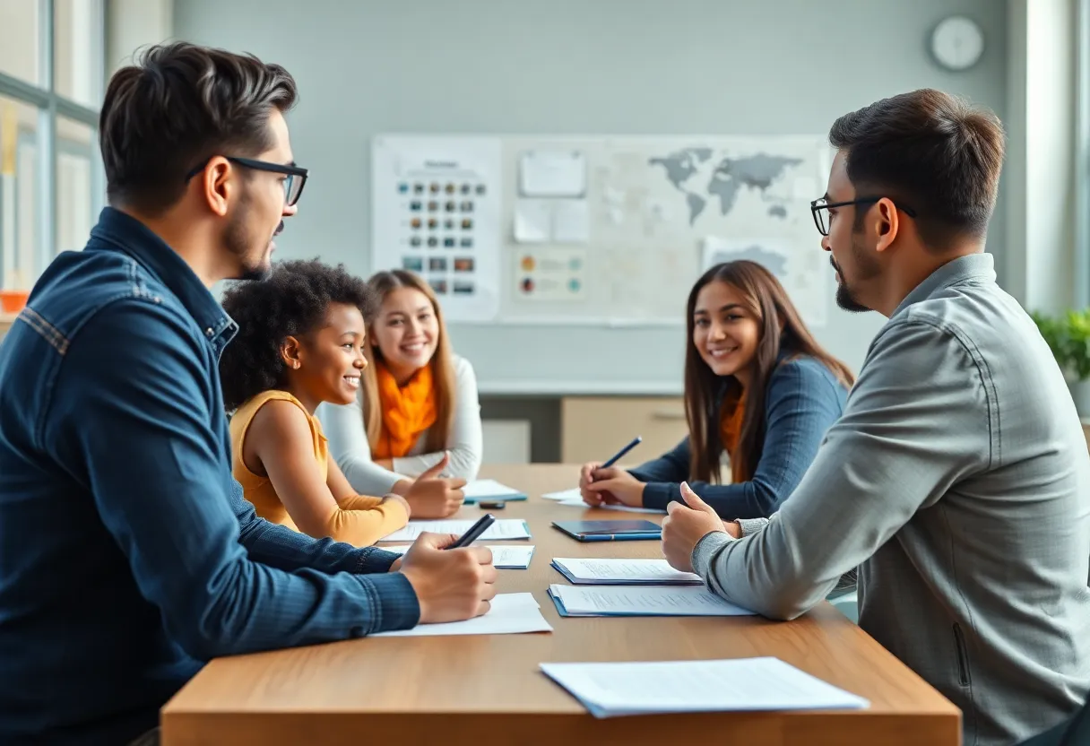 Community members discussing school governance in Indianapolis