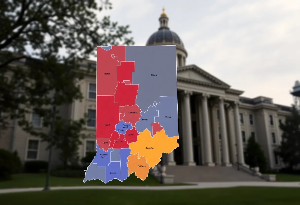Illustration of Indiana's proposed congressional map highlighting new district boundaries.