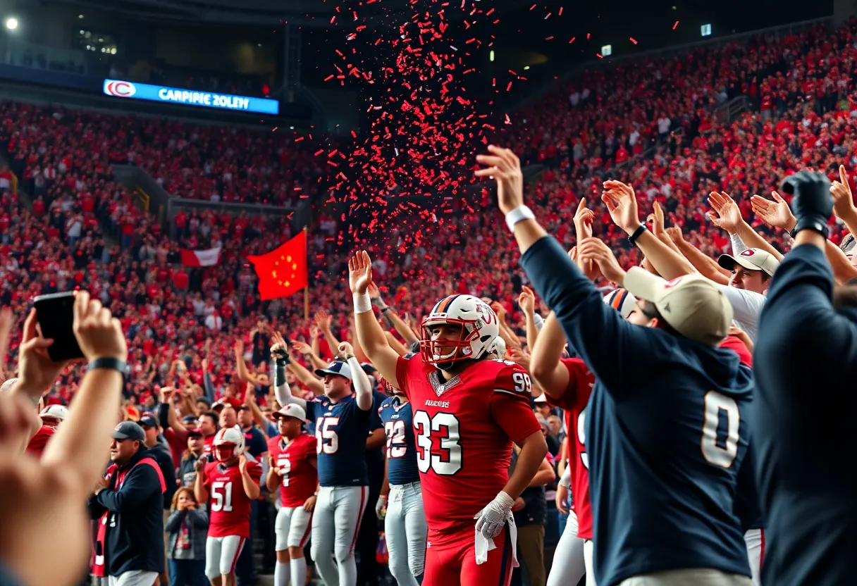 Indiana Hoosiers football team celebrating their Big Ten Championship victory