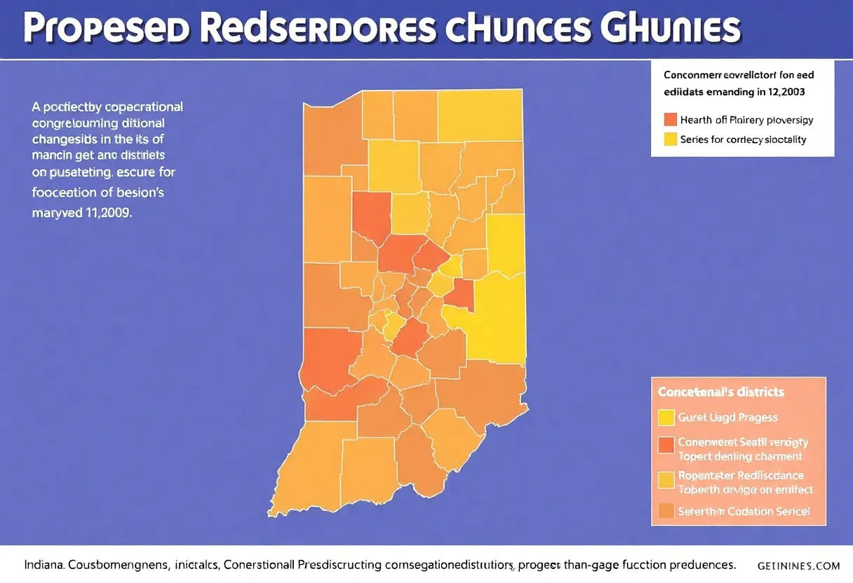Map showing proposed redistricting changes in Indiana