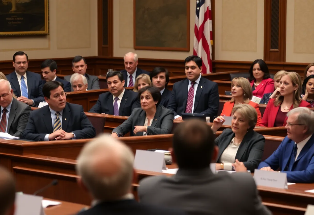 Indiana House representatives debating the redistricting map.