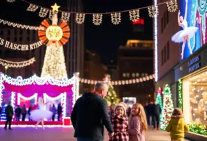 A collage of cultural events taking place in Indianapolis, including holiday lights and performances.