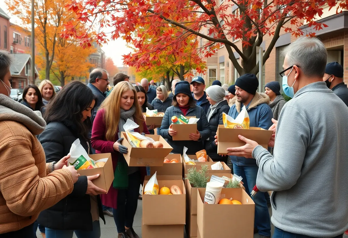 Community members participating in a food giveaway event in Indianapolis