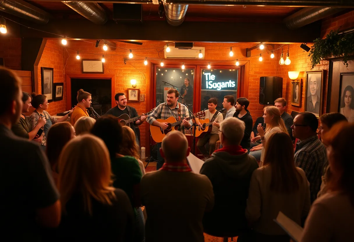 Local artists performing at an open mic night in Indianapolis.