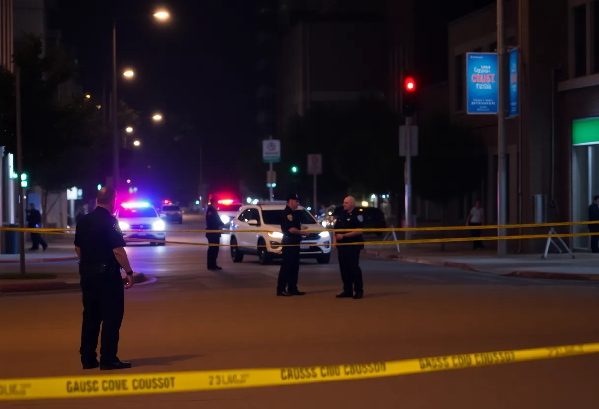 Police officers investigating a shooting scene in Indianapolis