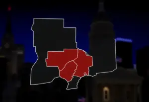 Map of Indianapolis showing proposed redistricting districts