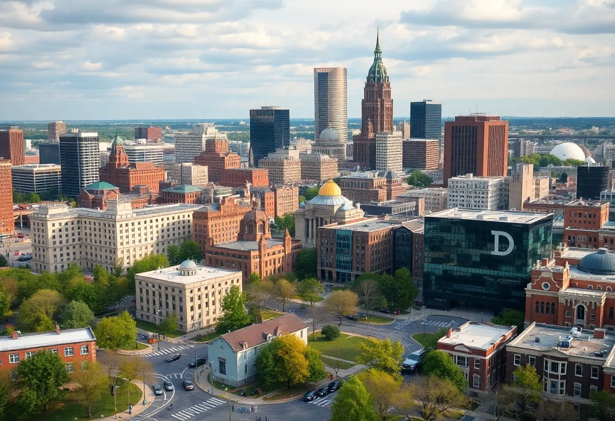 A view of Indianapolis cityscape representing diversity and governance.