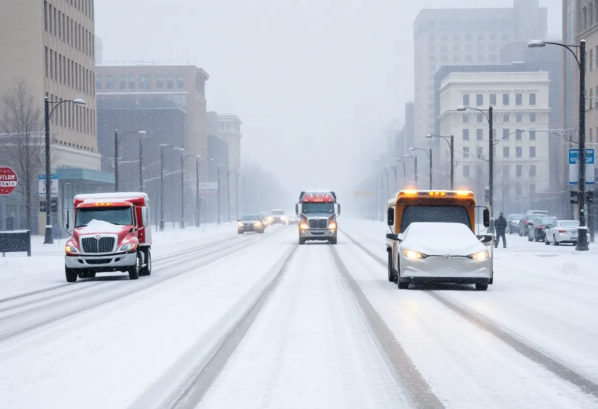 Snow removal operations occurring in Indianapolis residential streets