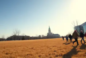 A clear sunny day in Indianapolis during winter