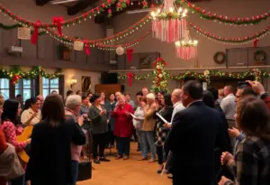 Community members enjoying the Indianapolis Winter Solstice Celebration with music and art.