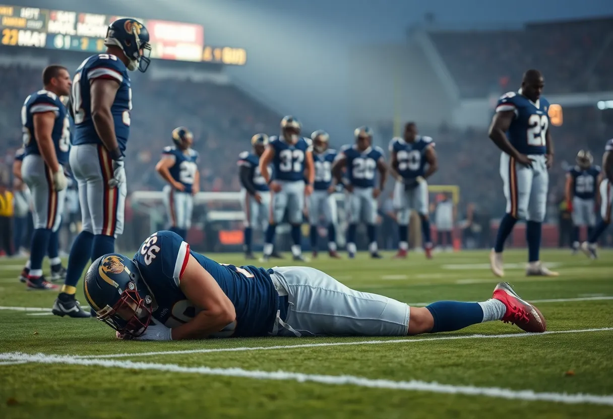 Injured Indianapolis Colts player on the field