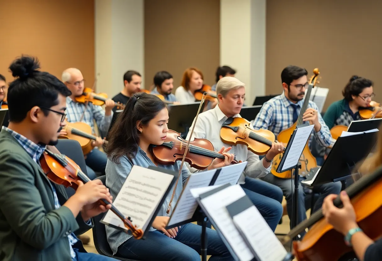Musicians participating in Indy Encore Players rehearsal