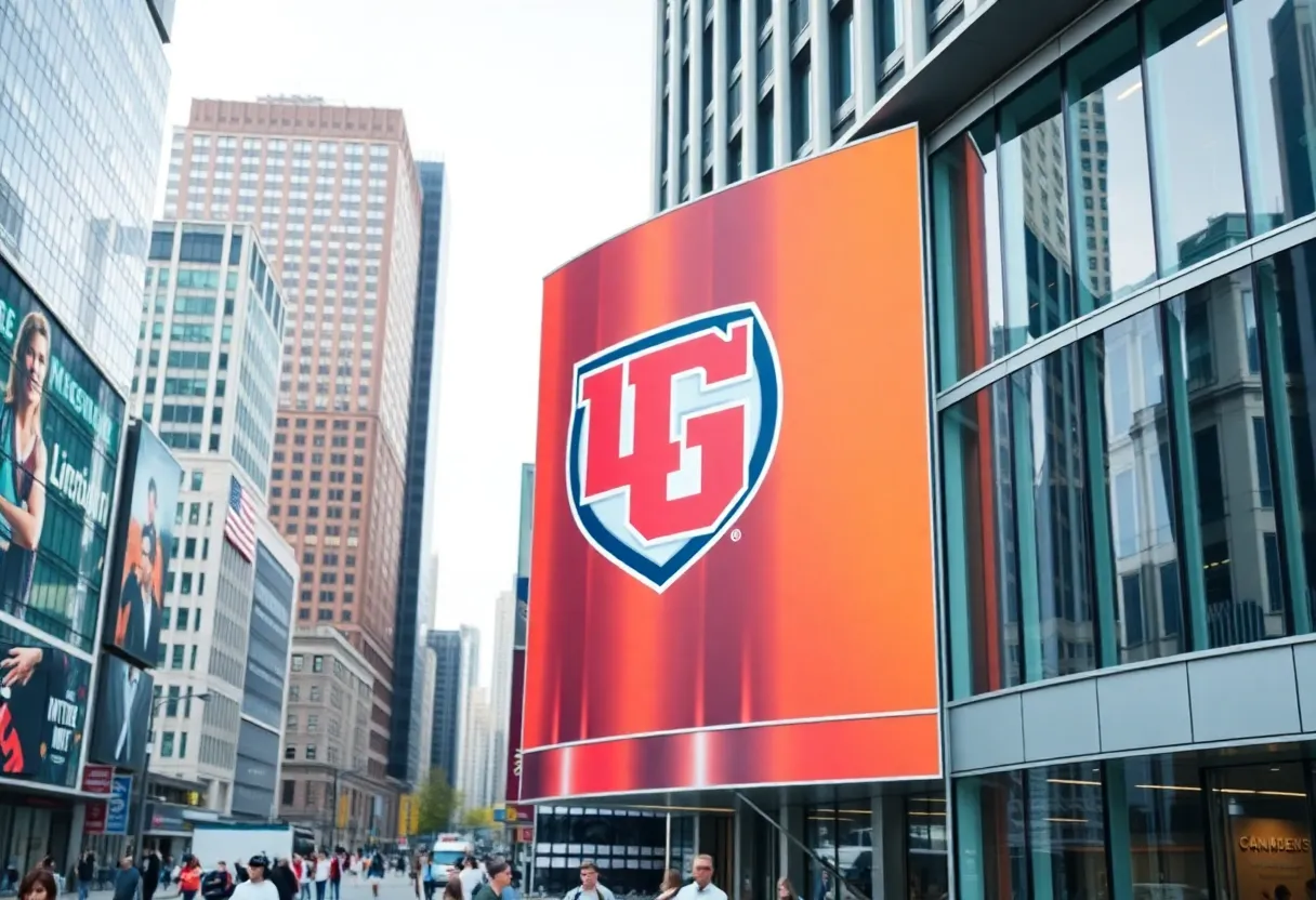 IU football graphic displayed on JW Marriott in Indianapolis