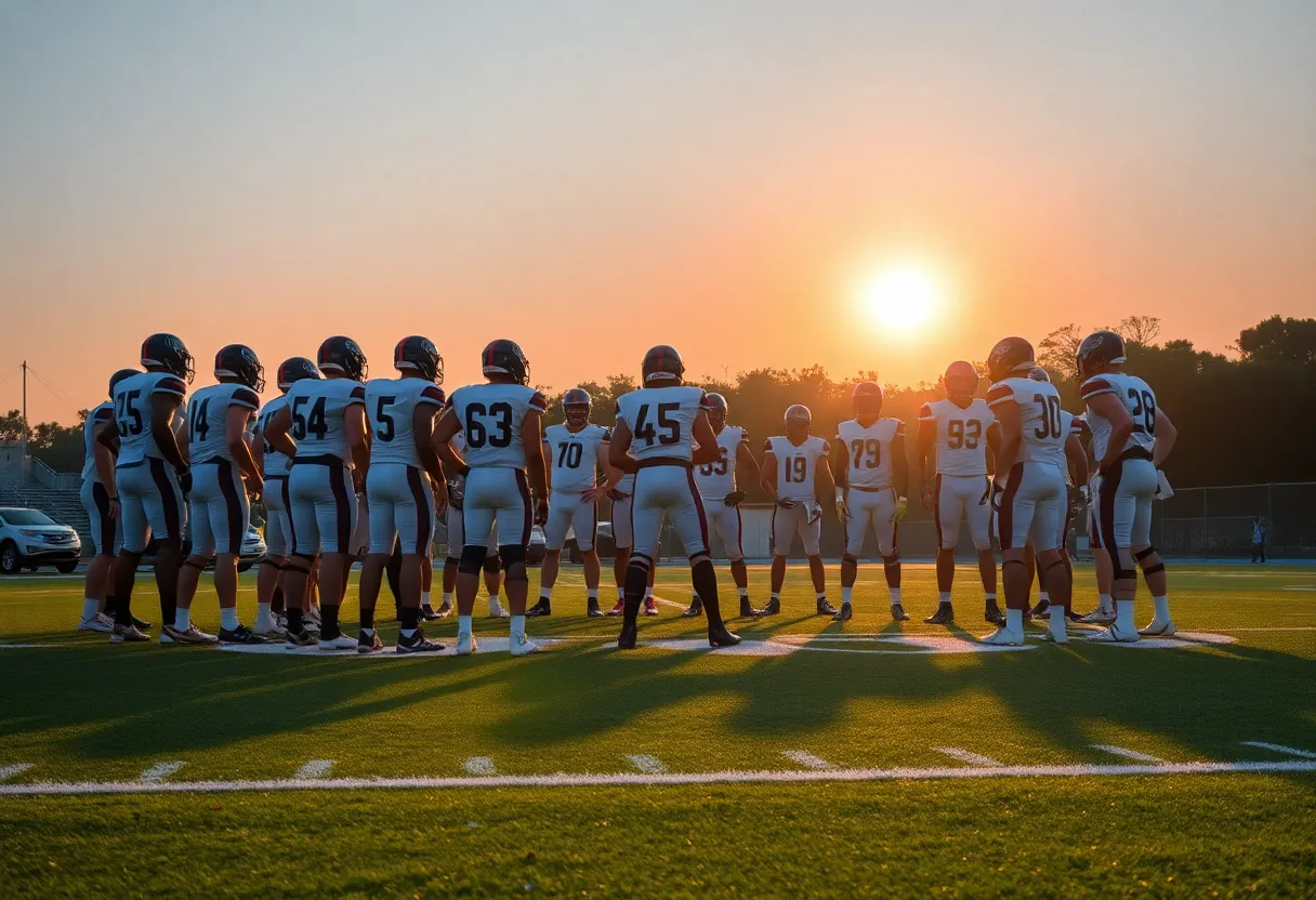 Jacksonville Jaguars players strategizing on the field