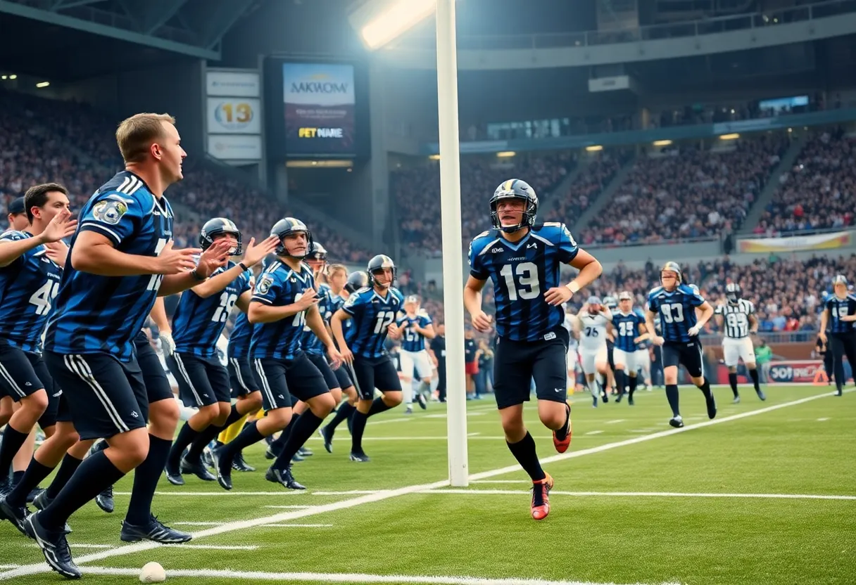 Jacksonville Jaguars players celebrating a touchdown during a game