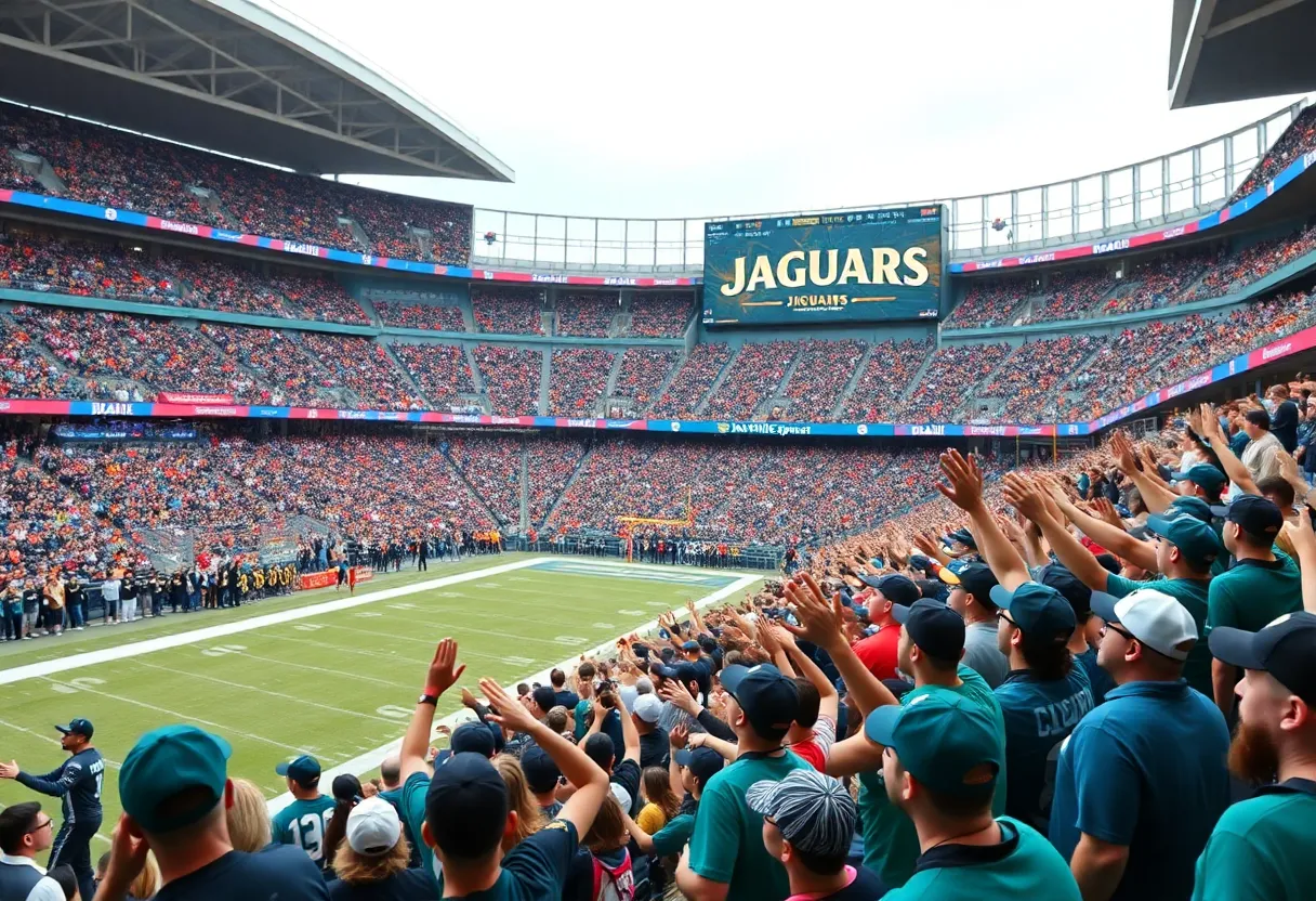Jacksonville Jaguars fans celebrating their team's playoff qualification.