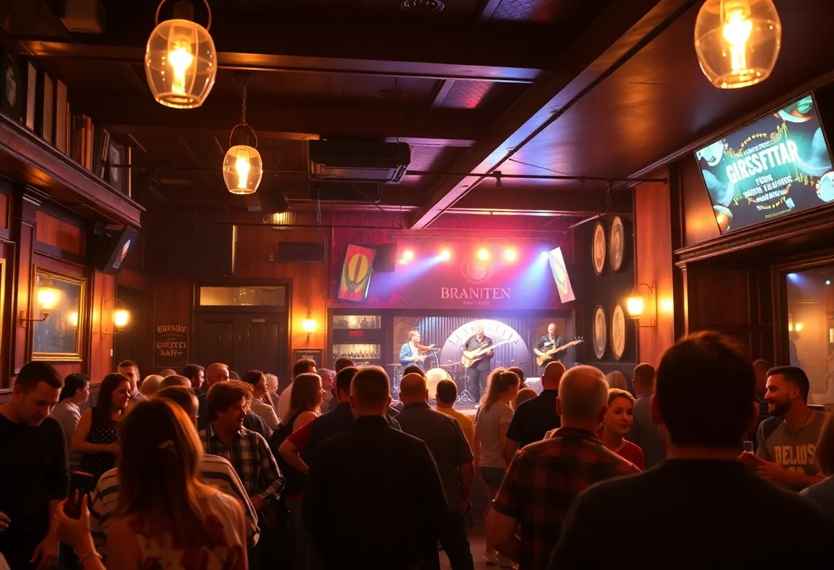 Concert attendees enjoying live music at The Corner Bar in Indianapolis.