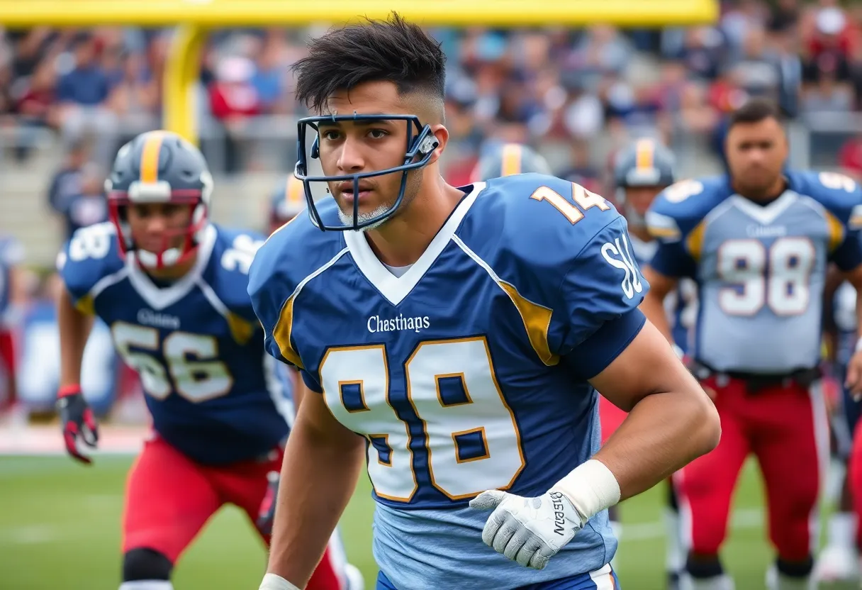 Football player demonstrating resilience on the field after injury