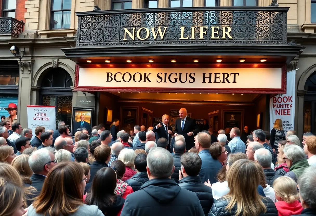 Crowd at Murat Theatre for Kamala Harris book signing event