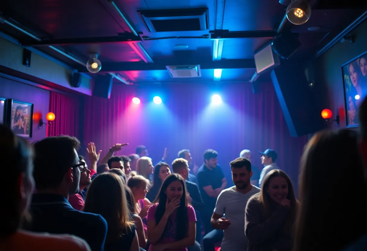 Audience enjoying a live comedy performance at Helium Comedy Club