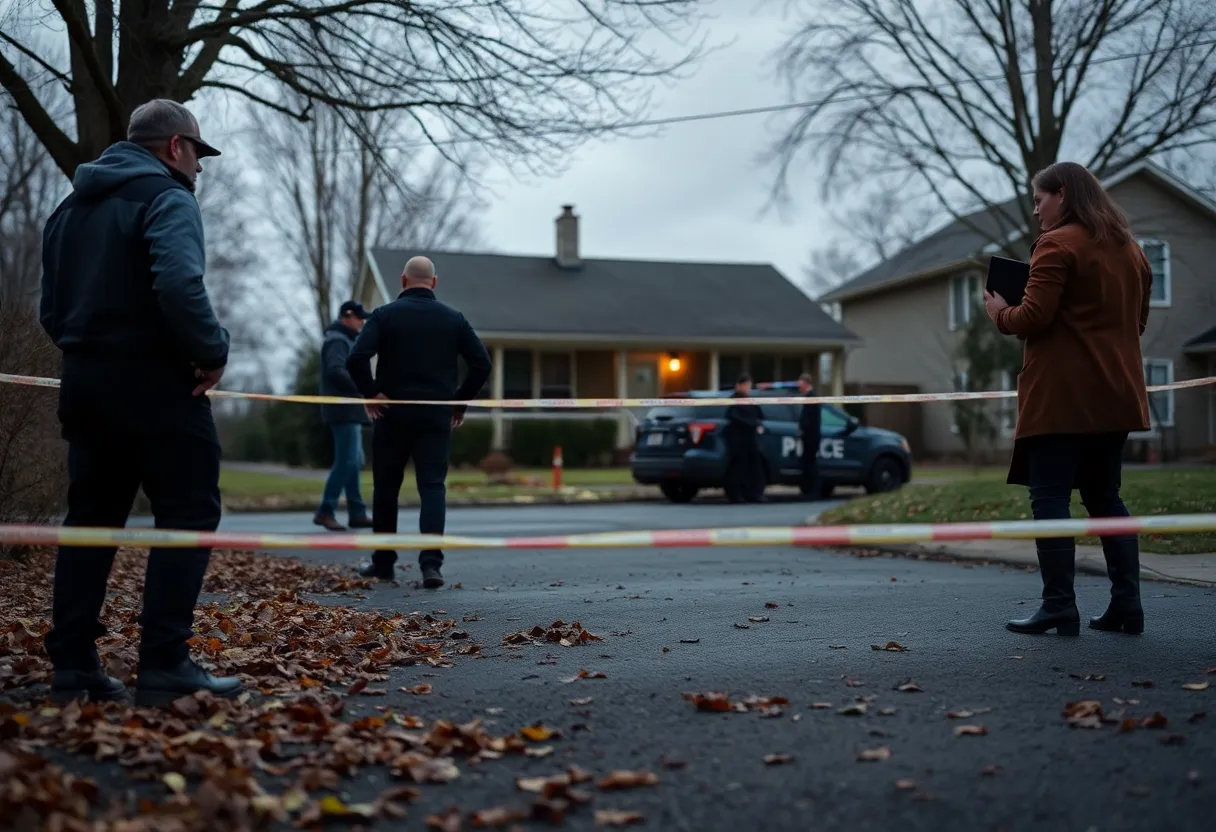 Police investigating a domestic violence shooting scene