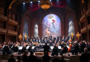 A vibrant orchestral concert performance inspired by The Lord of the Rings.