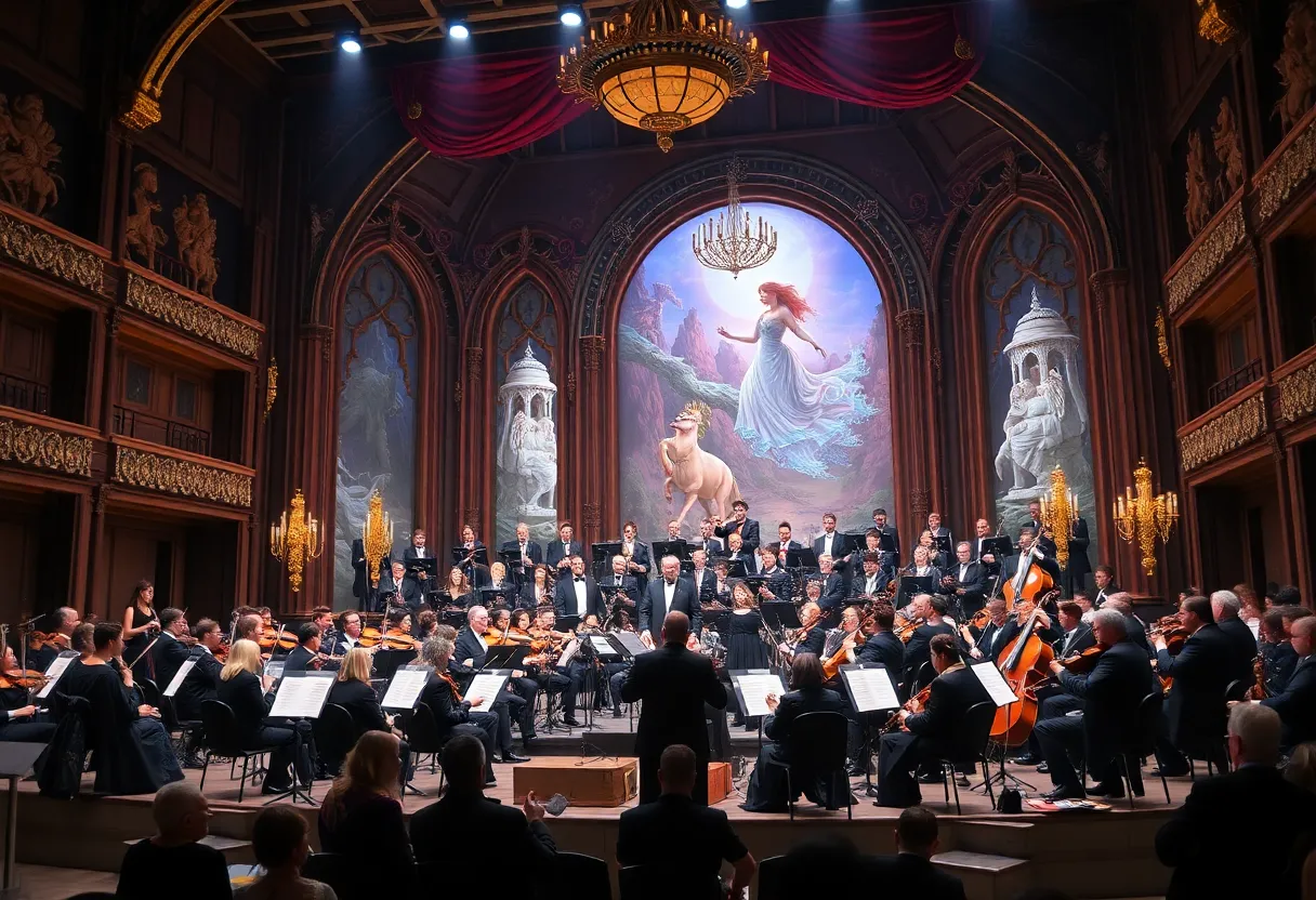 A vibrant orchestral concert performance inspired by The Lord of the Rings.