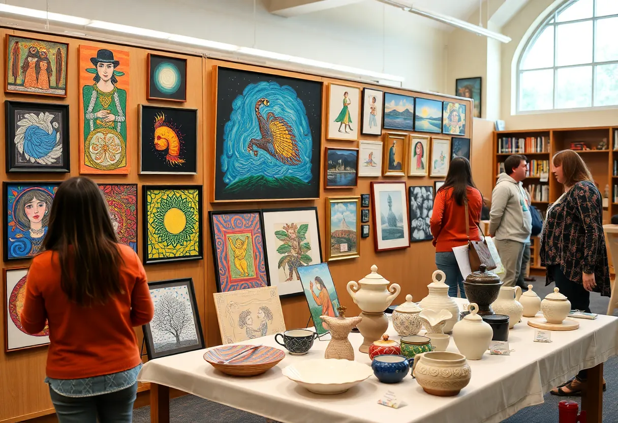 Artwork from the Meet the Artists XXXVII exhibit at Indianapolis Public Library