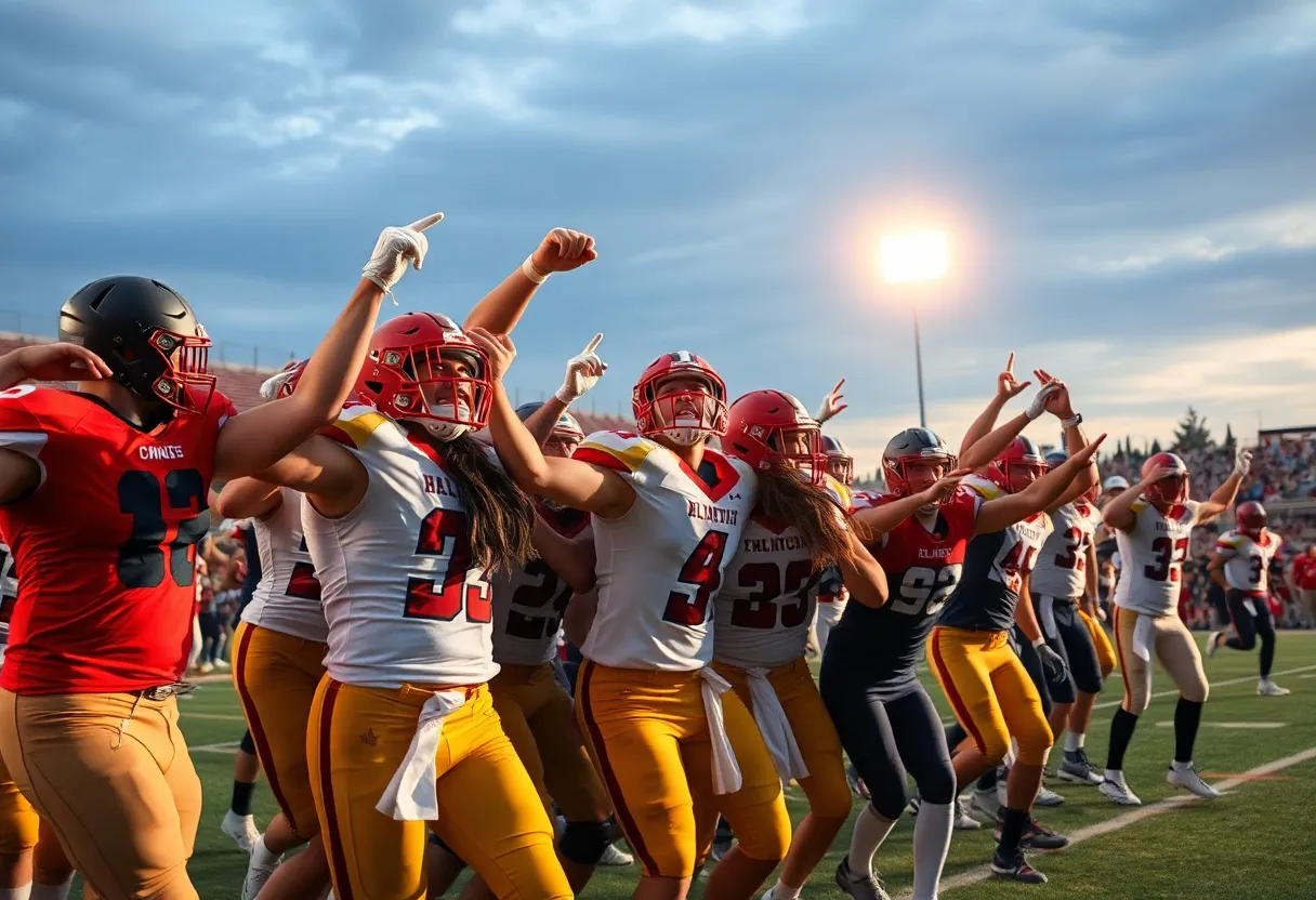 Celebration moment after winning the Heisman Trophy