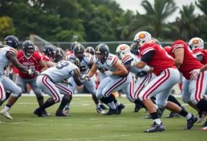 NFL offensive lines in action during a game