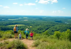Families enjoying outdoor adventures in Indiana during a hike